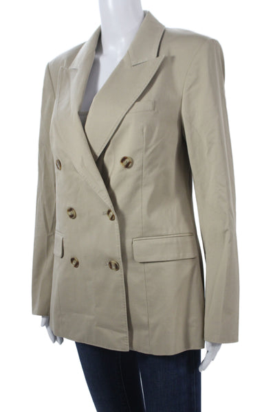 Gap Womens Classic Collared Beige Blazer Long Sleeve Cotton Stretch Size S