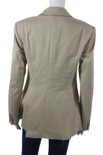 Gap Womens Classic Collared Beige Blazer Long Sleeve Cotton Stretch Size S