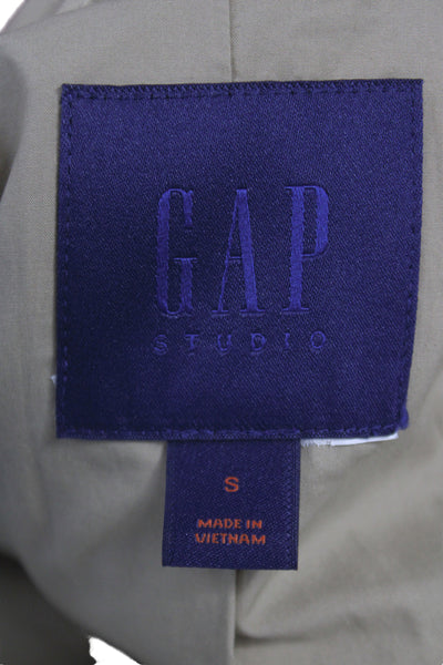 Gap Womens Classic Collared Beige Blazer Long Sleeve Cotton Stretch Size S