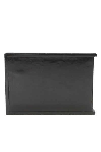 Lee Savage Womens Small Magnet Top Square Metal Clutch Handbag Black