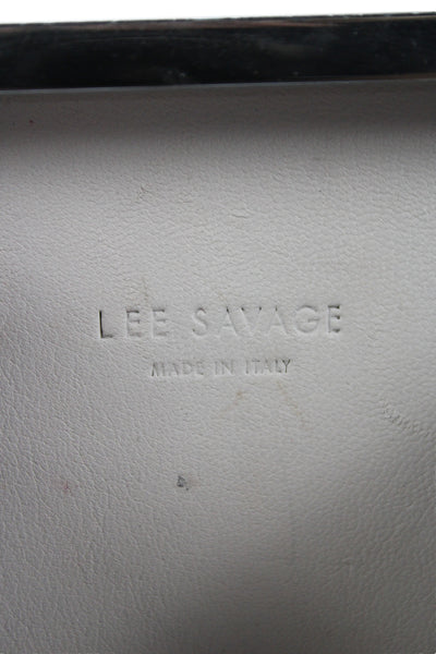 Lee Savage Womens Small Magnet Top Square Metal Clutch Handbag Black