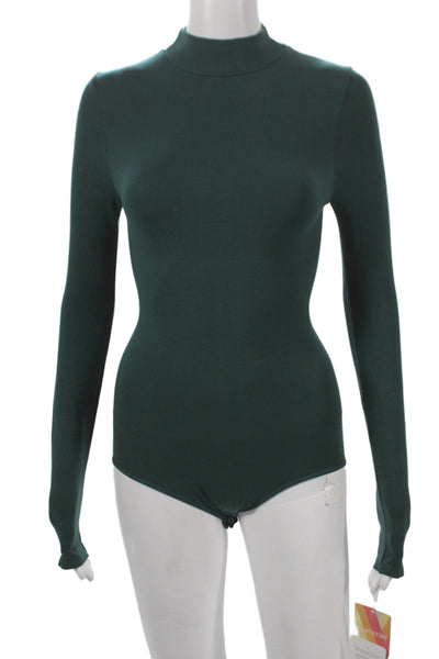 Yummie Womens Green Long Sleeve Mock Neck Jumpsuit Size S