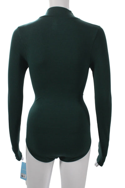 Yummie Womens Green Long Sleeve Mock Neck Jumpsuit Size S