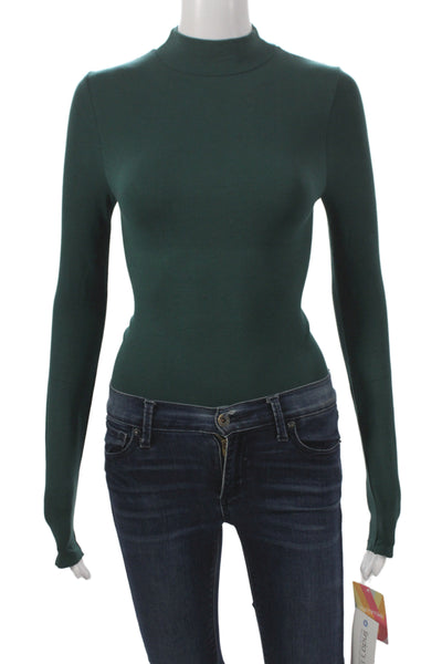 Yummie Womens Green Long Sleeve Mock Neck Jumpsuit Size S