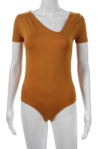 Simon Miller Womens Basic Cotton V Neck Short Sleeve Jumpsuit Orange Size M