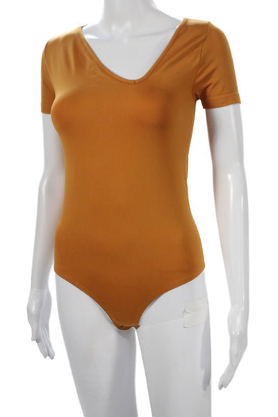 Simon Miller Womens Basic Cotton V Neck Short Sleeve Jumpsuit Orange Size M