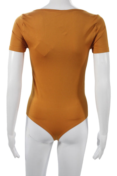 Simon Miller Womens Basic Cotton V Neck Short Sleeve Jumpsuit Orange Size M