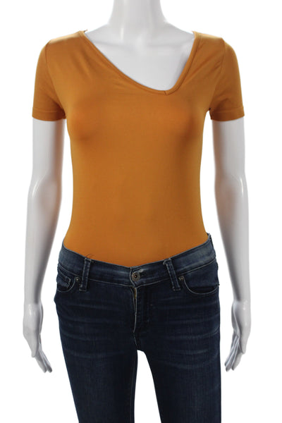 Simon Miller Womens Basic Cotton V Neck Short Sleeve Jumpsuit Orange Size M