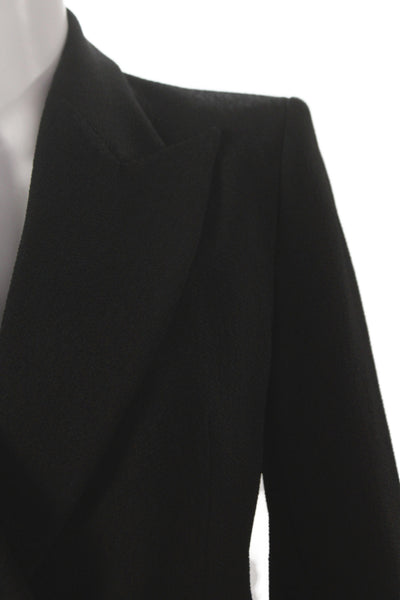 Emilia Wickstead Women Blazer Black Wool Collared Button Long Sleeve Size 4