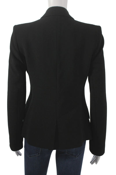 Emilia Wickstead Women Blazer Black Wool Collared Button Long Sleeve Size 4