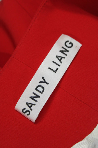 Sandy Liang Women Red Collared Blazer Short Sleeve Button Polyester 80s Size S