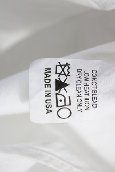 Thom Browne Womens White Cotton Collared Long Sleeve Button-Up Size S
