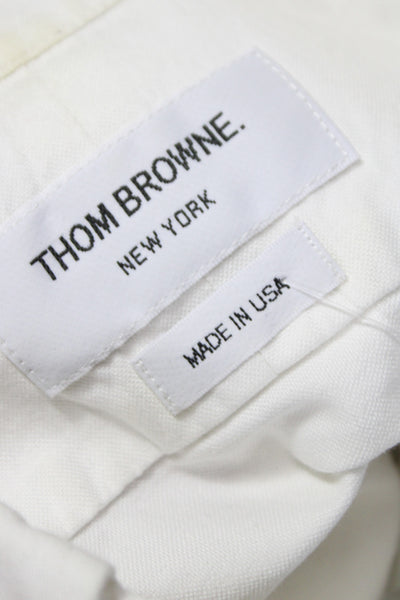 Thom Browne Womens White Cotton Collared Long Sleeve Button-Up Size S