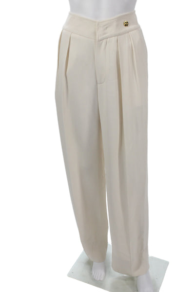 Callas Women Dress Pants Beige Button Solid Classic Spring Size 40
