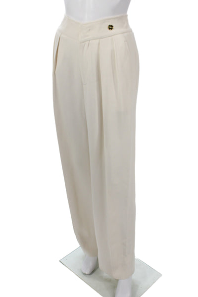 Callas Women Dress Pants Beige Button Solid Classic Spring Size 40