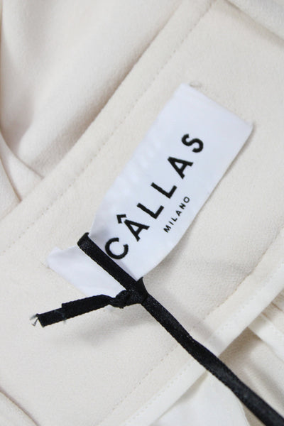 Callas Women Dress Pants Beige Button Solid Classic Spring Size 40