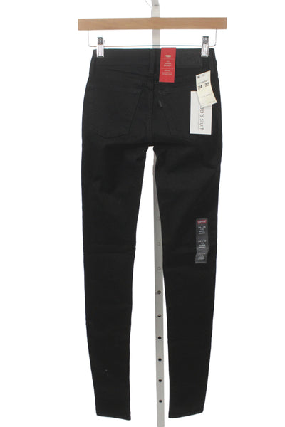 Levis Womens Skinny Black Petite Jeans Mid Rise Button Fly 32 Inseam Size 24