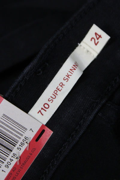 Levis Womens Skinny Black Petite Jeans Mid Rise Button Fly 32 Inseam Size 24