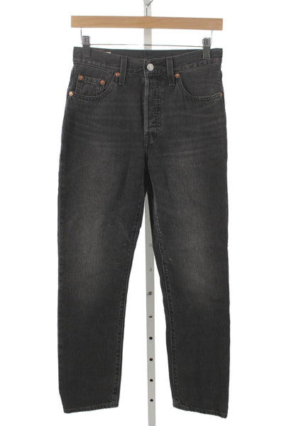 Levis Unisex Straight Jeans Dark Gray High Rise Cotton Inseam 28 Size 25