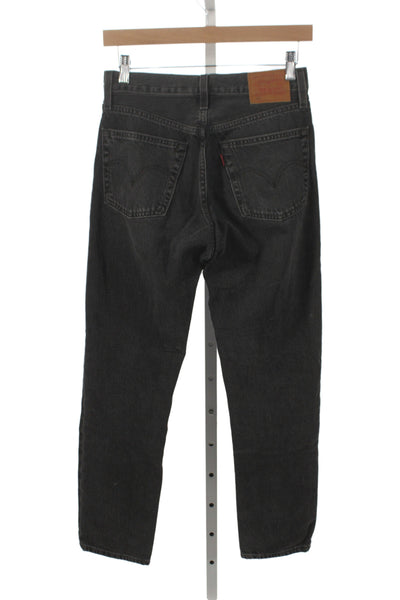 Levis Unisex Straight Jeans Dark Gray High Rise Cotton Inseam 28 Size 25