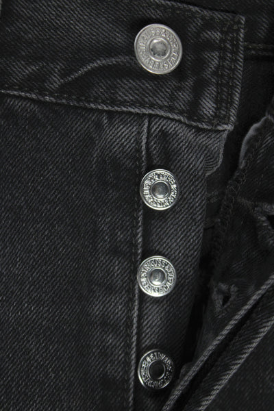Levis Unisex Straight Jeans Dark Gray High Rise Cotton Inseam 28 Size 25