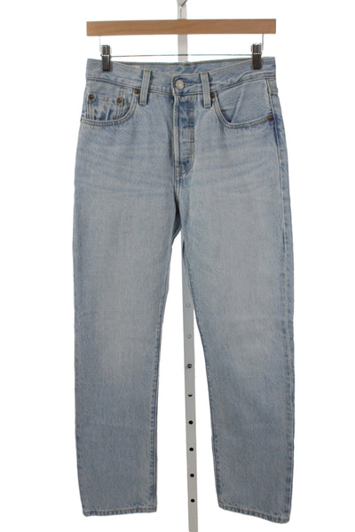 Levis Unisex Light Blue Straight Jeans High Rise Cotton Size 25