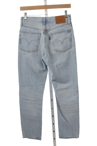 Levis Unisex Light Blue Straight Jeans High Rise Cotton Size 25