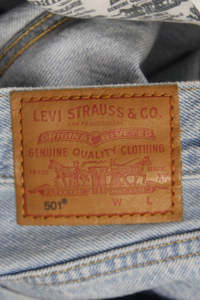 Levis Unisex Light Blue Straight Jeans High Rise Cotton Size 25