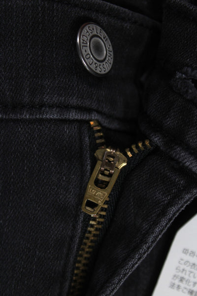 Levis Womens Skinny Ankle Jeans Black High Rise Button Petites Size 24
