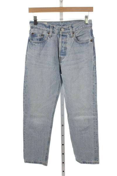 Levis Unisex Straight Jeans Light Blue High Rise 100% Cotton Size 24