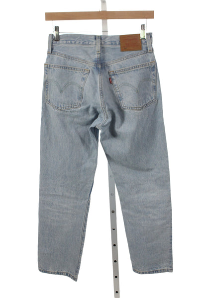 Levis Unisex Straight Jeans Light Blue High Rise 100% Cotton Size 24