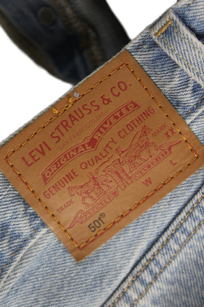 Levis Unisex Straight Jeans Light Blue High Rise 100% Cotton Size 24