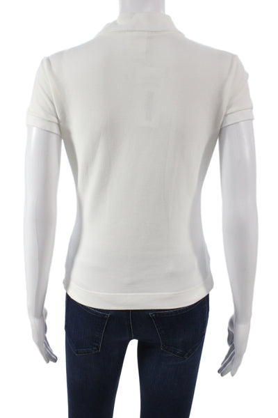 Lacoste Women White Collared Short Sleeve Basic Polo 94% Cotton Size 38