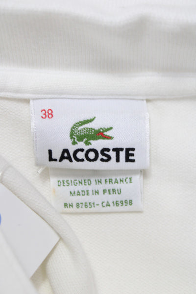Lacoste Women White Collared Short Sleeve Basic Polo 94% Cotton Size 38