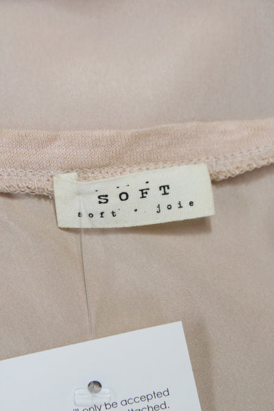 Soft Joie Women Basic Silk Sleeveless Tank Beige Round Neck Size S