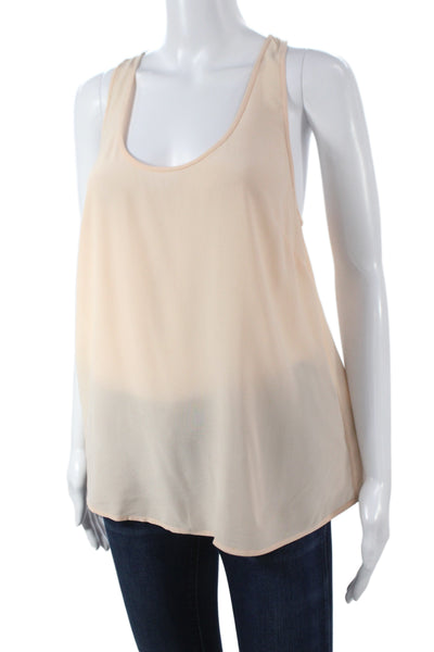 Joie Women Basic Sleeveless Silk Round Neck Tank Beige Size S