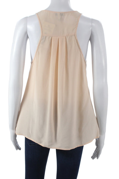 Joie Women Basic Sleeveless Silk Round Neck Tank Beige Size S