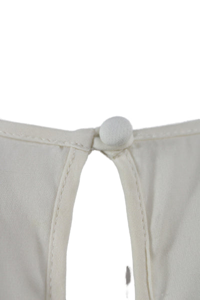 Milly Women Basic White Cotton Tank Top Round Neck Button Size 2