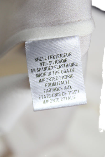 Milly Women Basic White Cotton Tank Top Round Neck Button Size 2