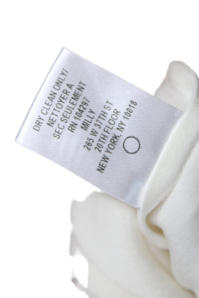 Milly Women Basic White Cotton Tank Top Round Neck Button Size 2
