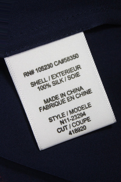 Joie Women Dark Blue Polyester Round Neck Short Sleeve Basic Blouse Size XS