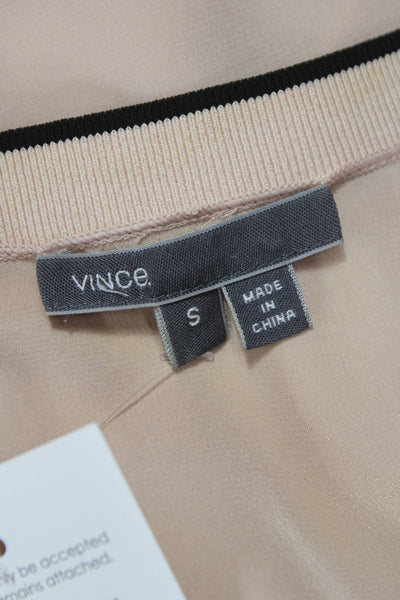 Vince Women Basic Tunic Beige V Neck Long Sleeve Polyester Blouse Size S