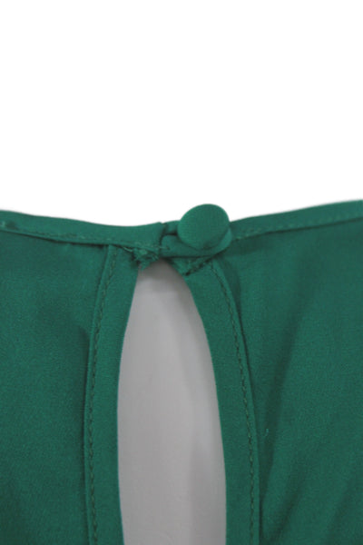 Milly Women Sleeveless Silk Blend Tank Green Round Neck Button Size 4