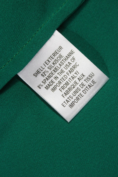 Milly Women Sleeveless Silk Blend Tank Green Round Neck Button Size 4