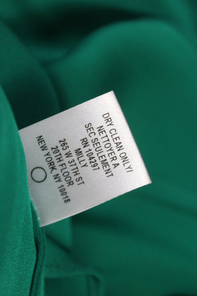 Milly Women Sleeveless Silk Blend Tank Green Round Neck Button Size 4