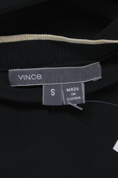 Vince Womens Basic Black V-Neck Long Sleeve Blouse Size S