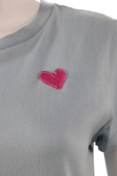 Kerri Rosenthal Womens Light Blue Short Sleeve Heart Cotton T-Shirt Size S