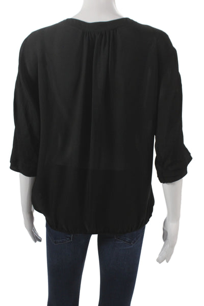 Joie Womens Classic Black Silk 3/4 Sleeve Blouse Size XS