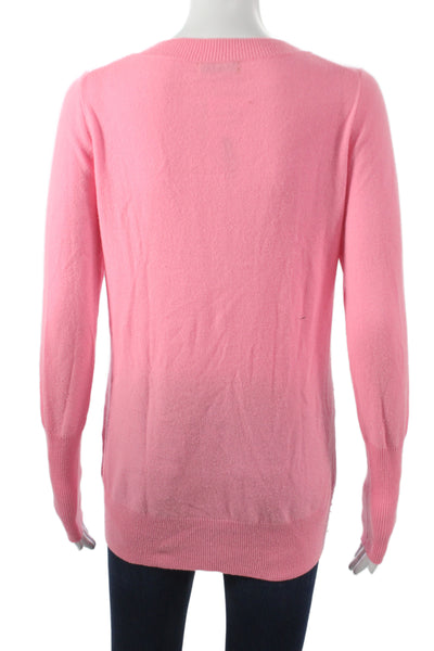 J Crew Collection Womens Cashmere VNeck Pullover Pink Long Sleeve Size S