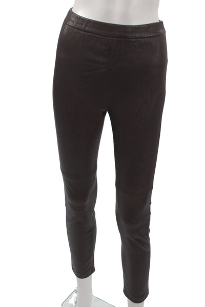 Parker Womens Ankle Leather Jeggings Brown Designer Size XS